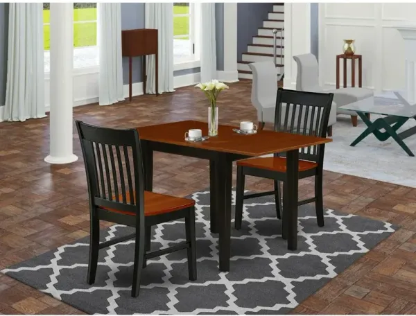 East West Furniture Dining Room Set Black & Cherry, NDNO3-BCH-W