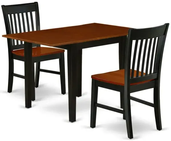 East West Furniture Dining Room Set Black & Cherry, NDNO3-BCH-W