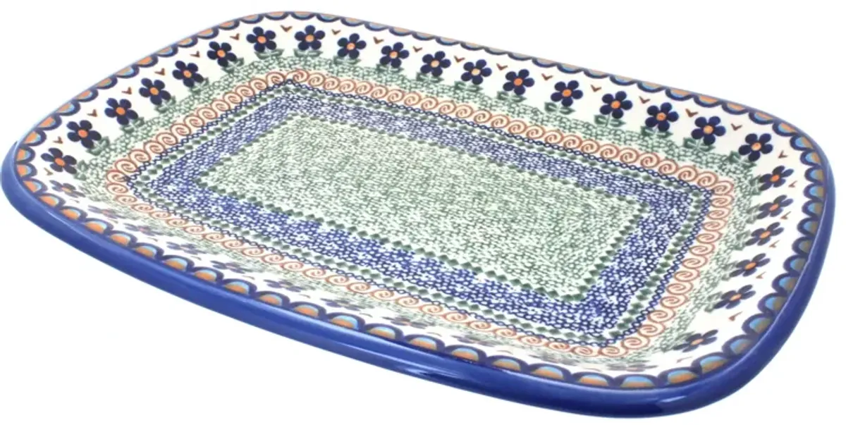 Blue Rose Polish Pottery Atlantis Large Rectangular Serving Platter