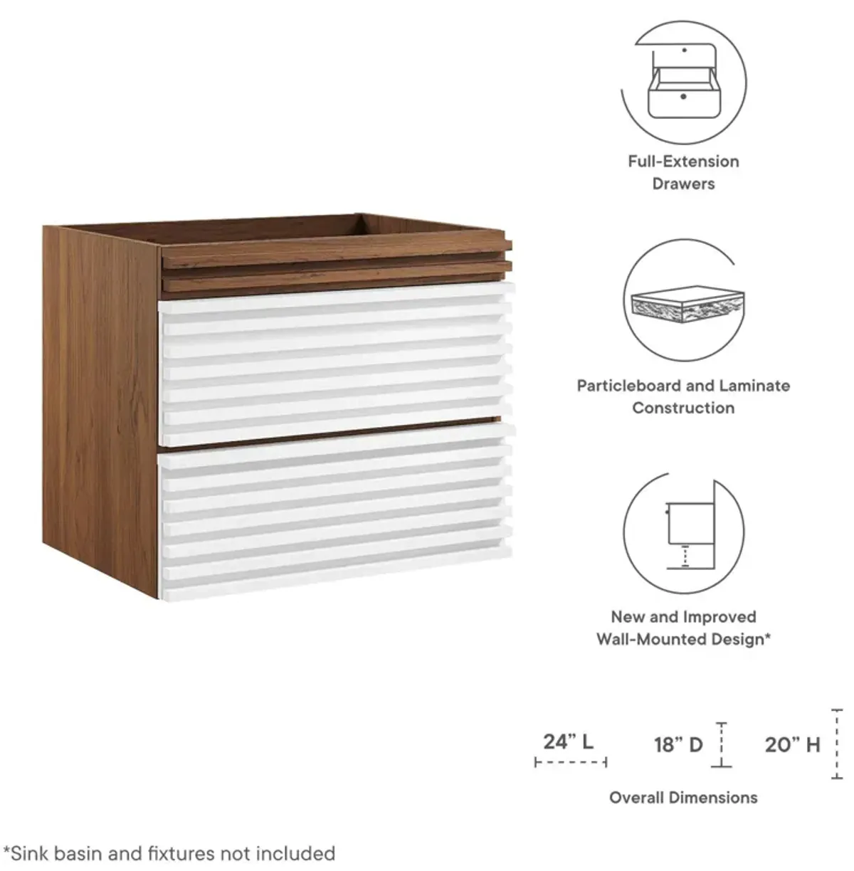 Render 24" Wall-Mount Bathroom Vanity Cabinet