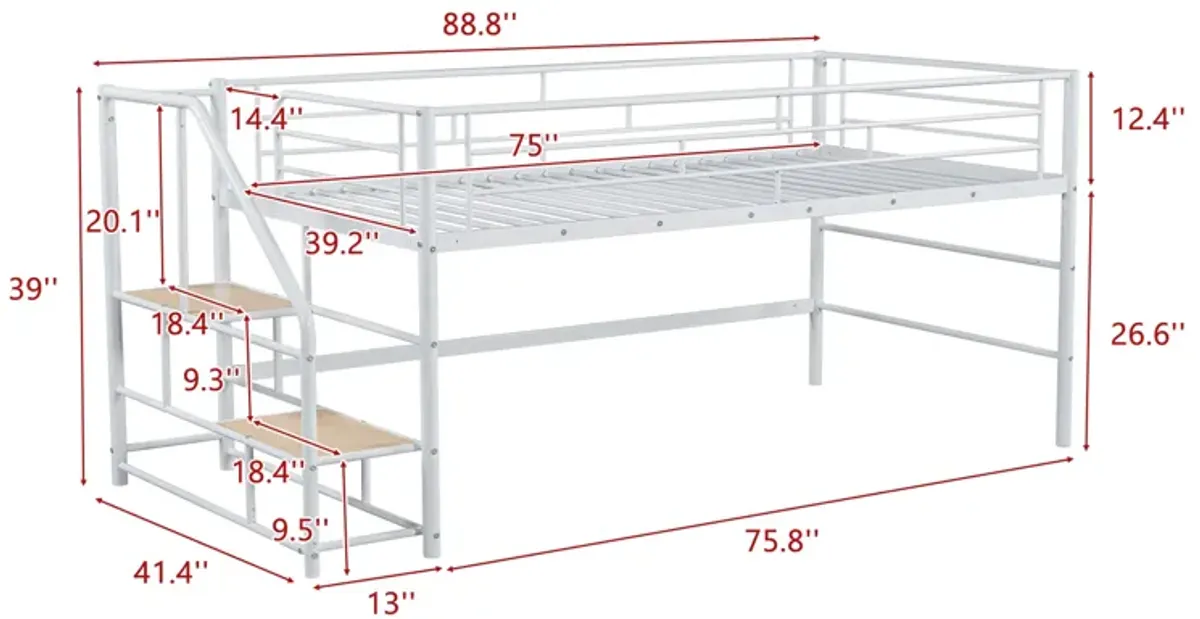 Merax Mid Loft Bed with Storage Stairs