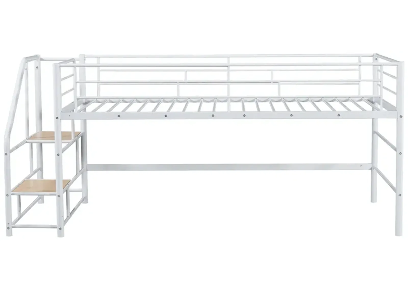 Merax Mid Loft Bed with Storage Stairs