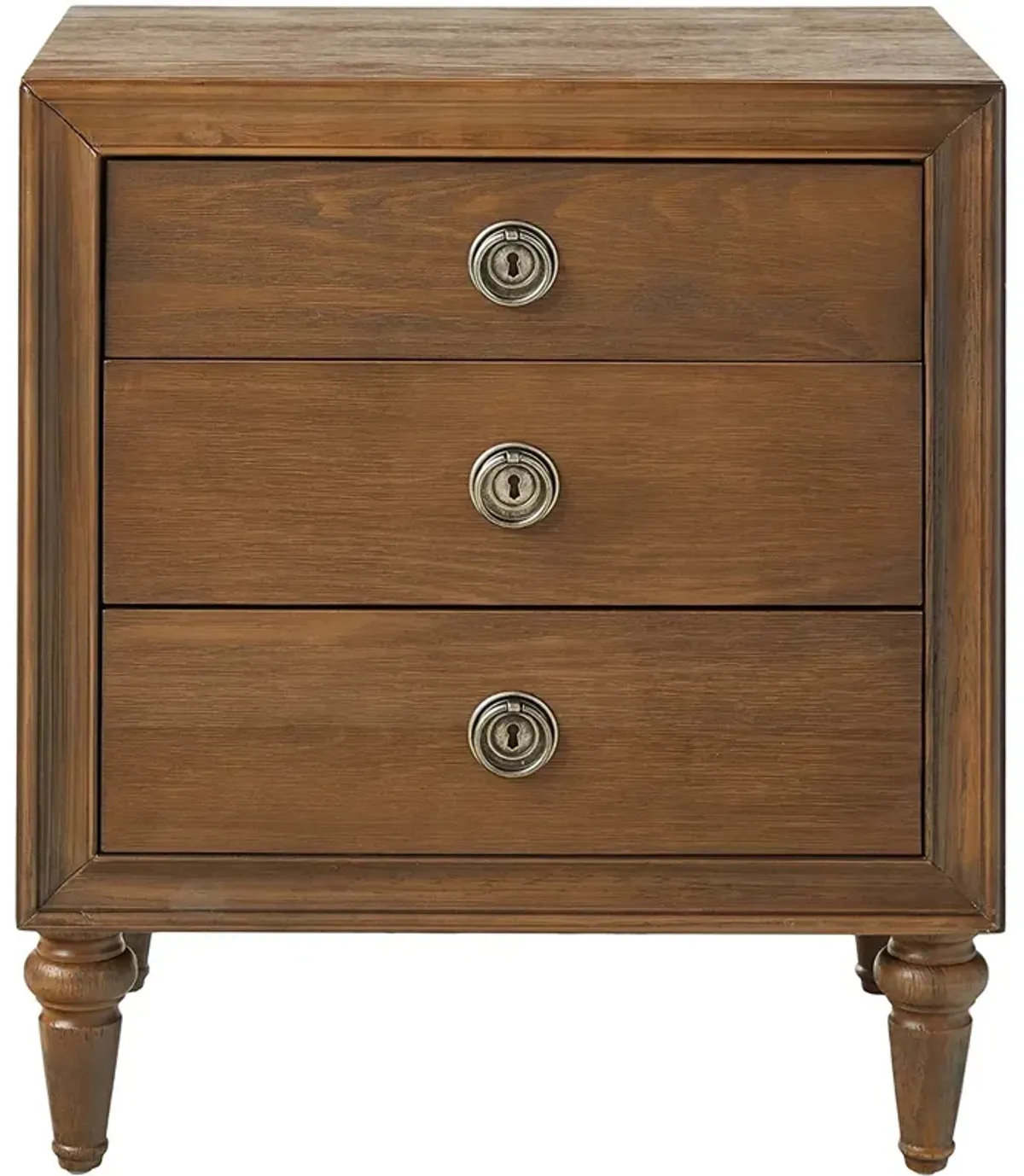 Traditional Style 3 Drawers Wood Nightstand By Inverness, Brown