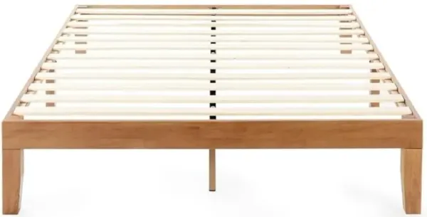 Naturalista Classic - 12 Inch Solid Wood Platform Bed With Wooden Slats, No Box Spring Needed, Easy Assembly, Queen, Pine