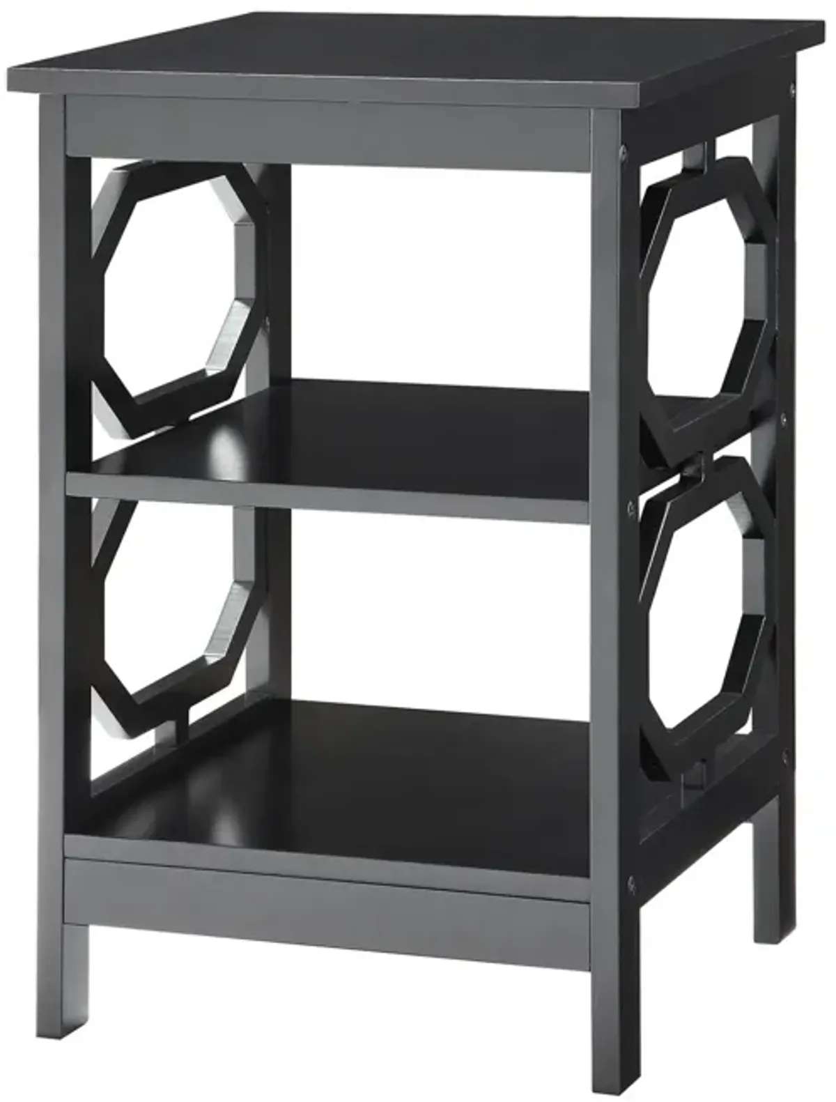 Convenience Concepts Omega End Table with Shelves, Black