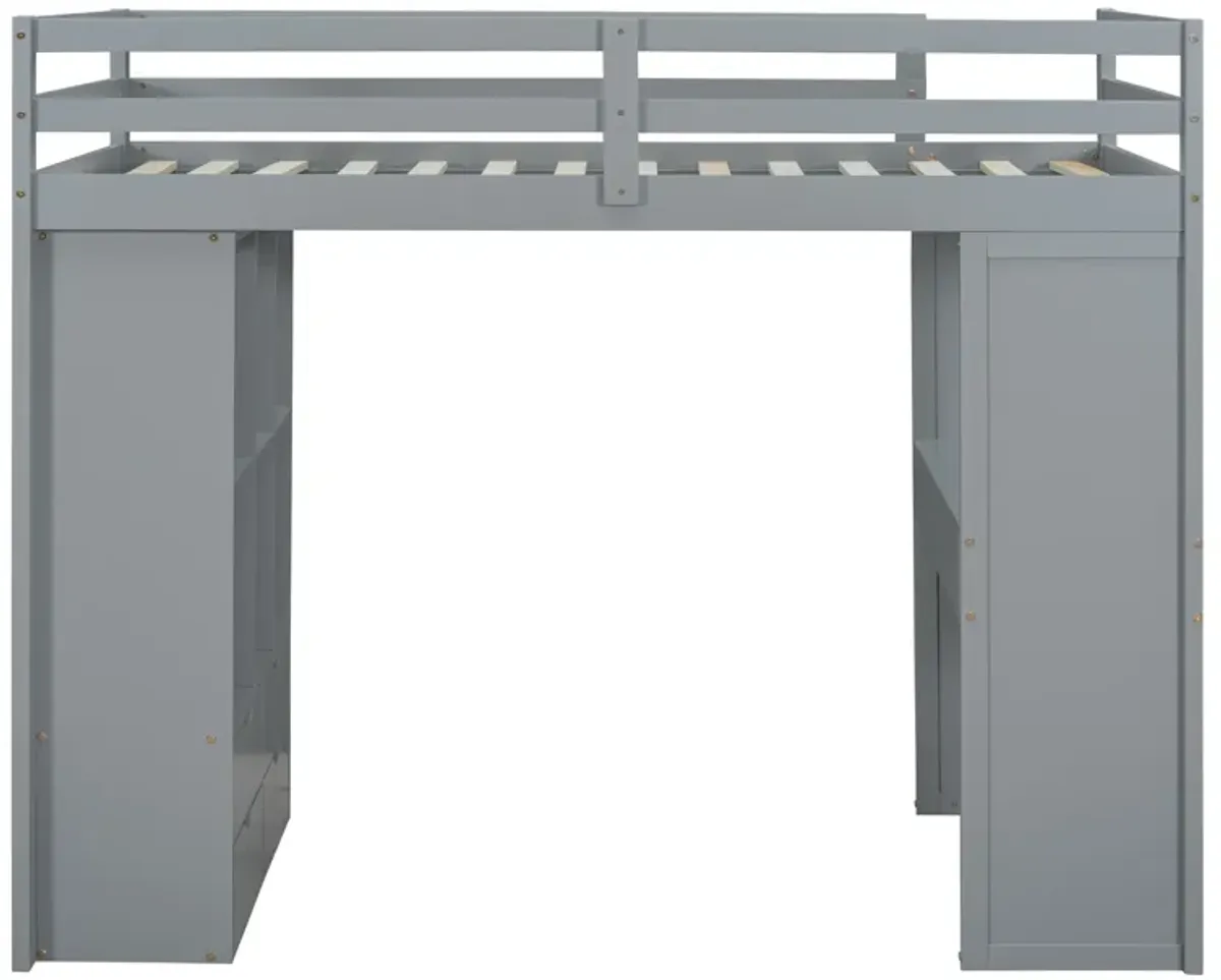 Merax Storage Loft Bed with Writing Desk