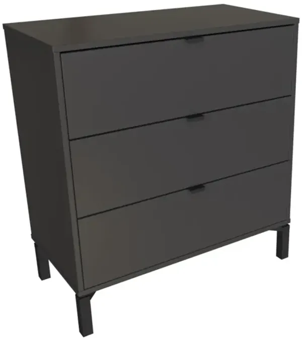 Falkk Furniture Modern Dresser for Bedroom – 3- Drawer Chest of Drawers – Dark Gray