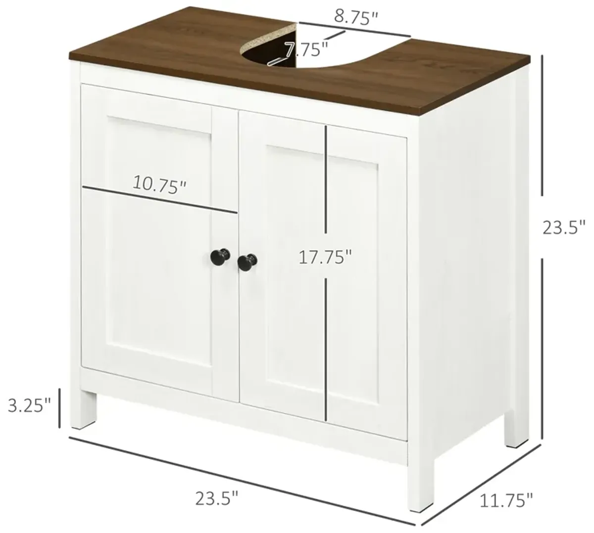 Antique White Sink Cabinet: Modern Bathroom Floor Standing Storage with Adjustable Shelf