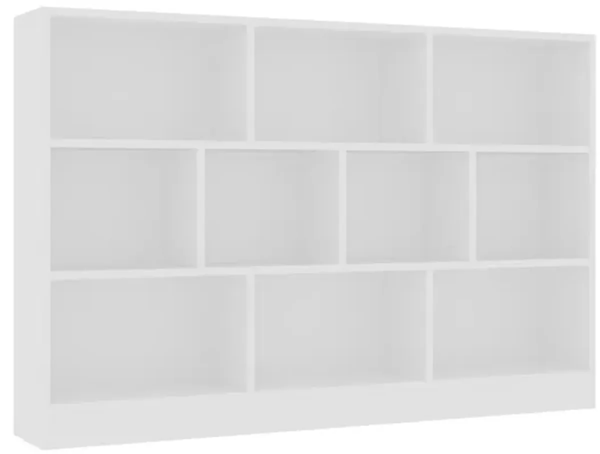 41.3 in. H x 55.1 in. W White Wood 10-Shelf Freestanding Standard Bookcase Display Bookshelf With Cubes