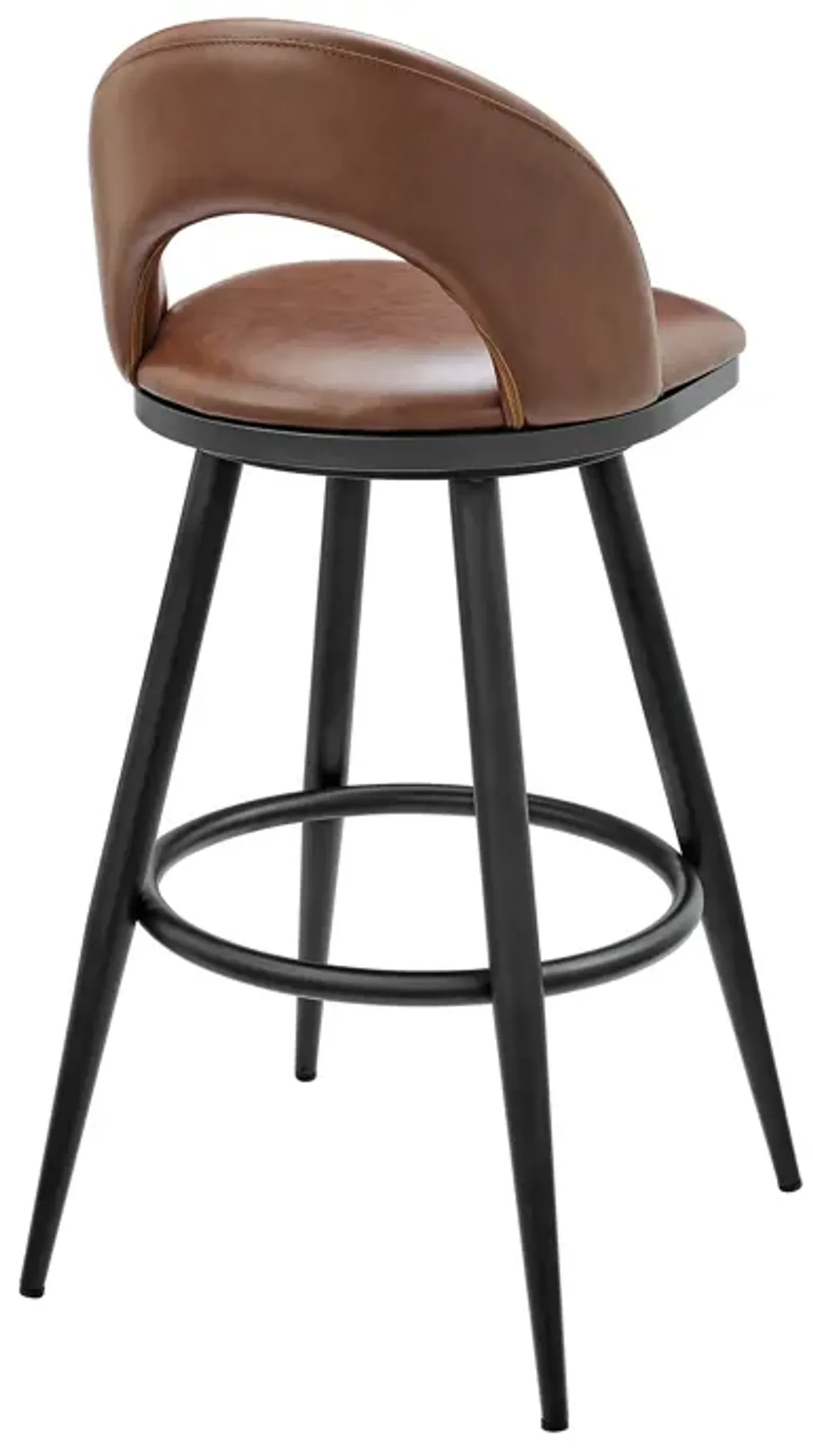 Lottech Swivel Stool in Brushed Stainless Steel with Black Faux Leather