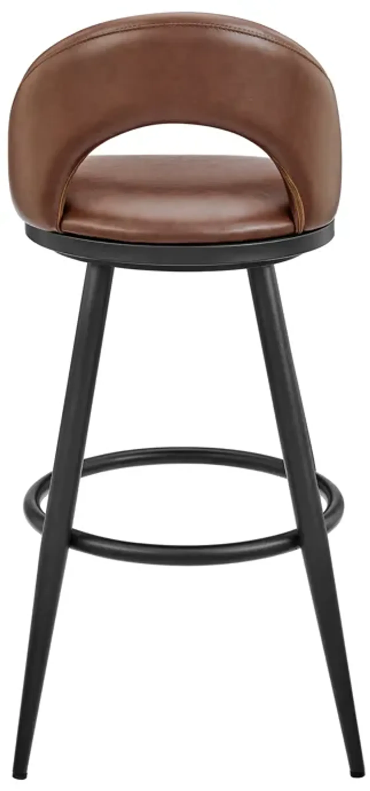 Lottech Swivel Stool in Brushed Stainless Steel with Black Faux Leather