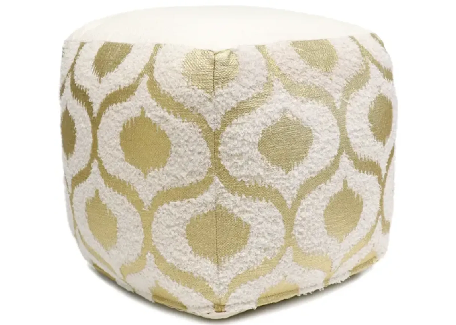 Pasargad Grand Canyon Cotton Pouf, Gold Foiled, Gold/Ivory