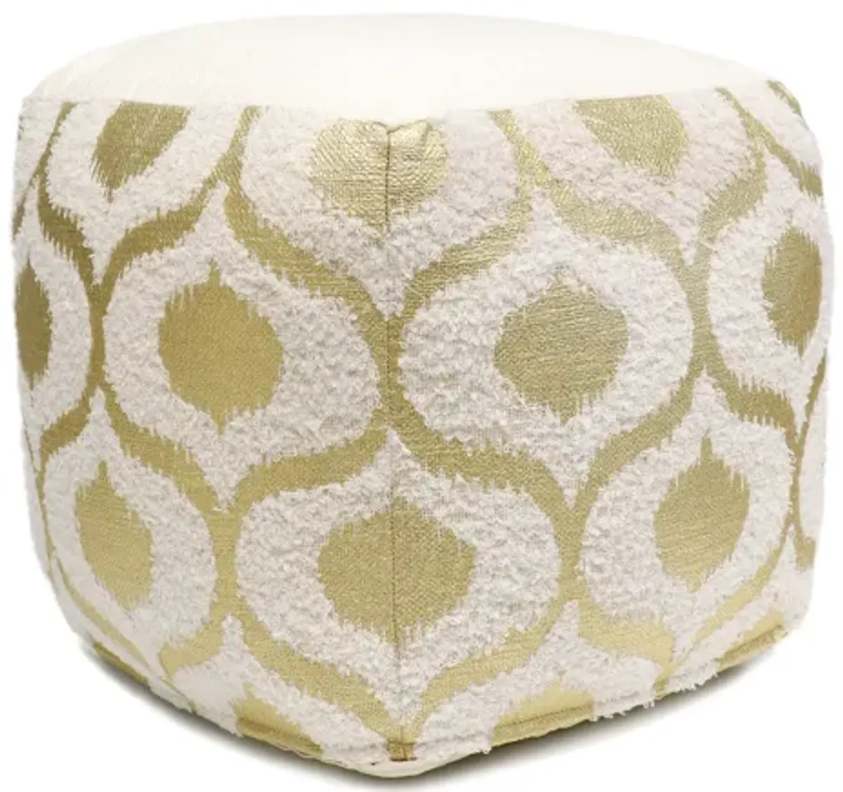 Pasargad Grand Canyon Cotton Pouf, Gold Foiled, Gold/Ivory