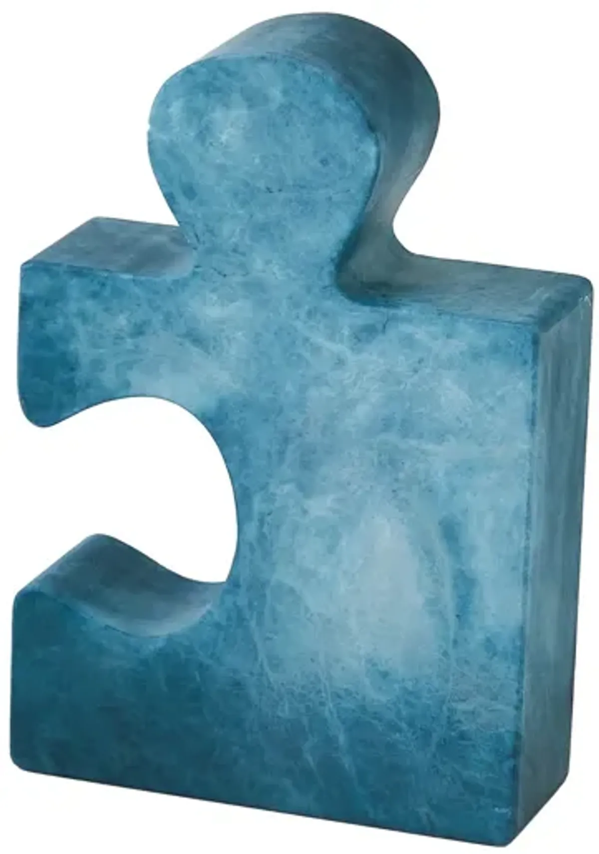 Alabaster Jigsaw Bookends Blue Pair