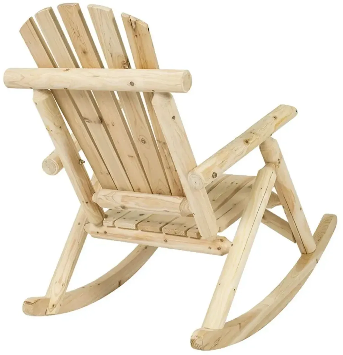 Hivvago Outdoor Wooden Log Rocking Chair - Adirondack Style