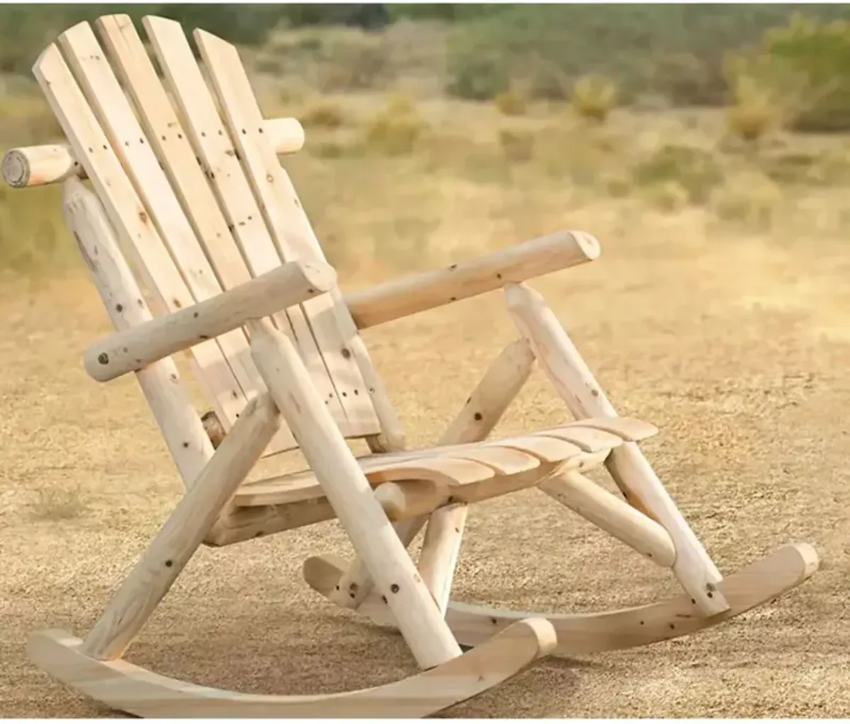 Hivvago Outdoor Wooden Log Rocking Chair - Adirondack Style