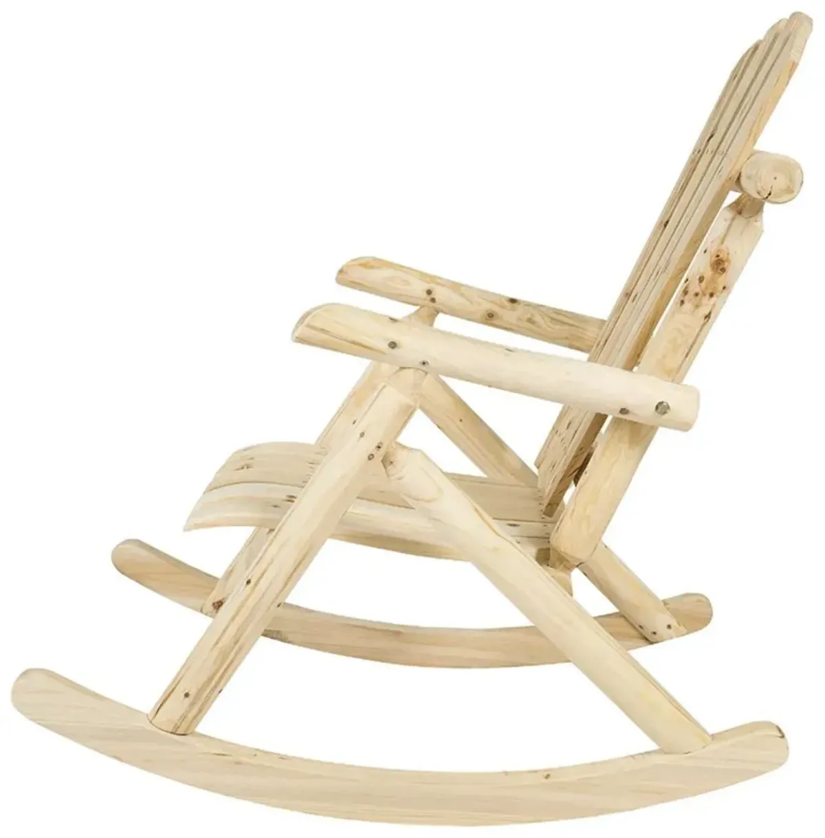 Hivvago Outdoor Wooden Log Rocking Chair - Adirondack Style