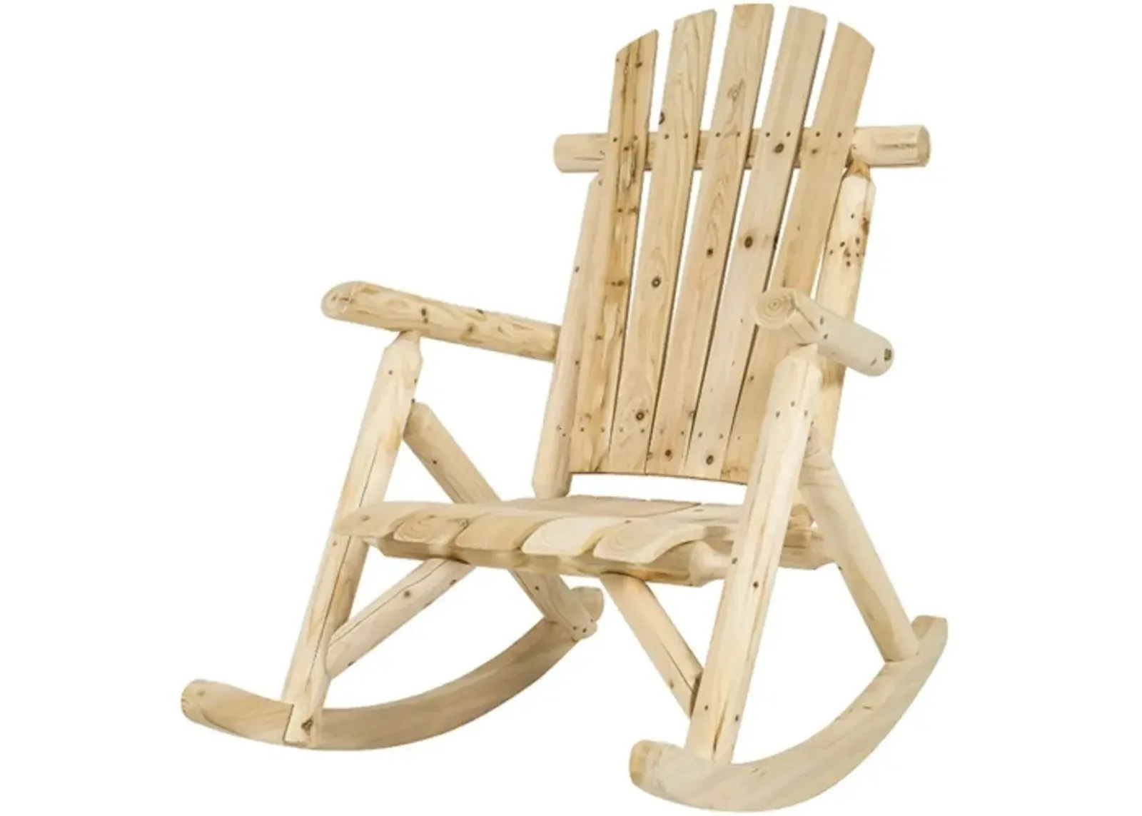 Hivvago Outdoor Wooden Log Rocking Chair - Adirondack Style