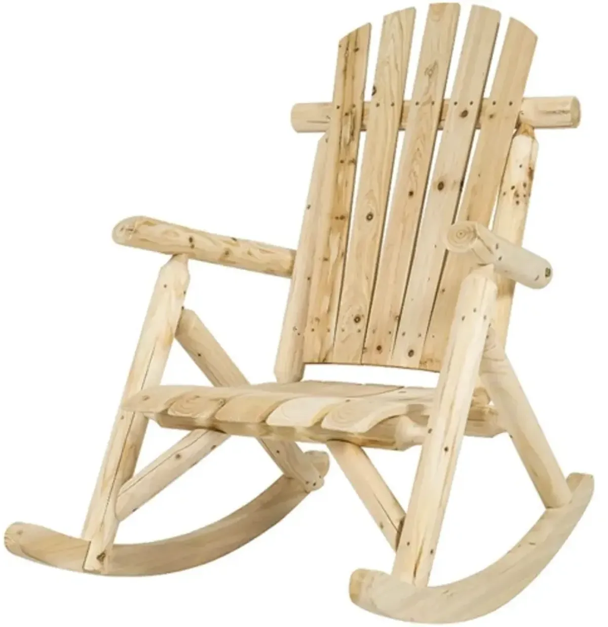 Hivvago Outdoor Wooden Log Rocking Chair - Adirondack Style