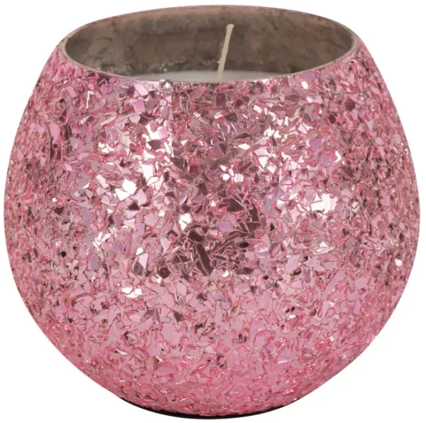 4" Pink Glass Scented Candle