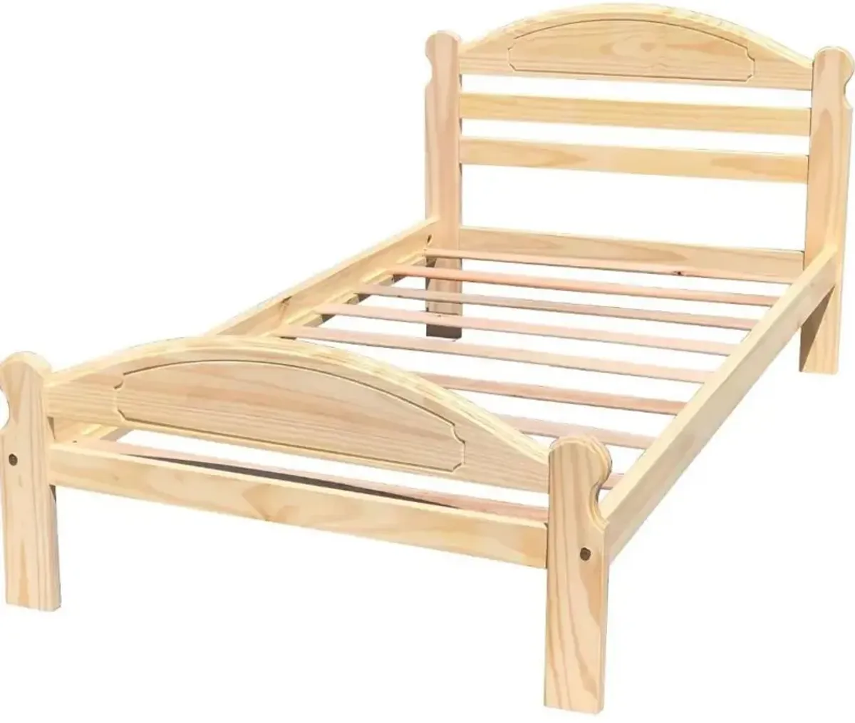 Twin Unfinished Solid Pine Wood Platform Bed Frame with Headboard and Footboard