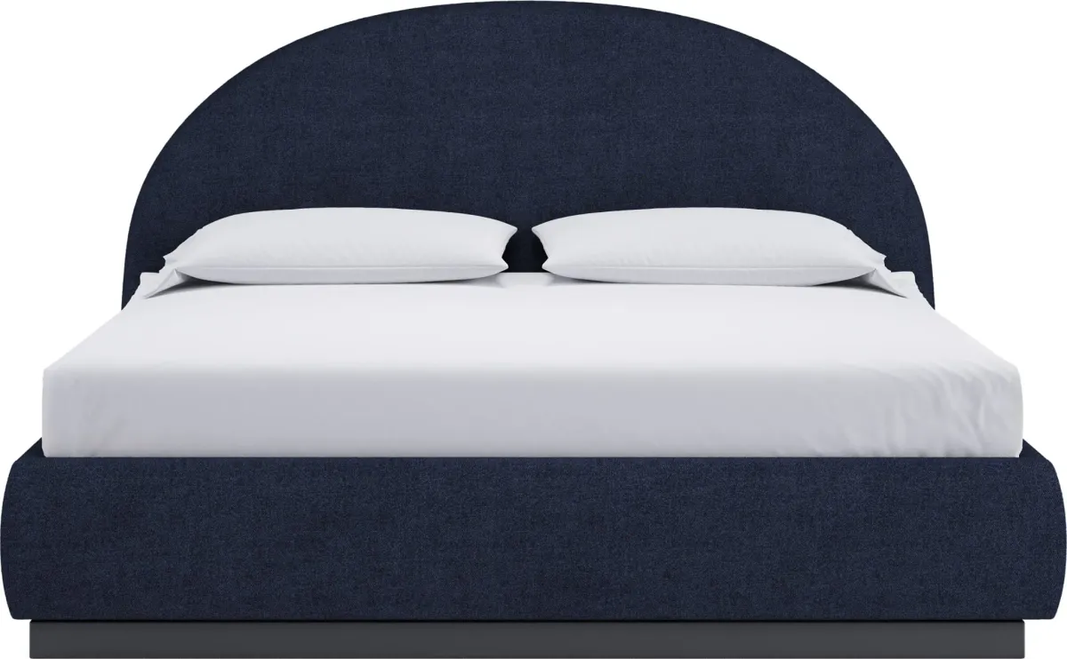 Flex California King-size Upholstered Bed in Blue Jeans Chenille