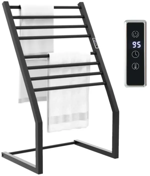 Hivvago 8 Bars Freestanding Wall Mounted Towel Warmer Rack with LED Display