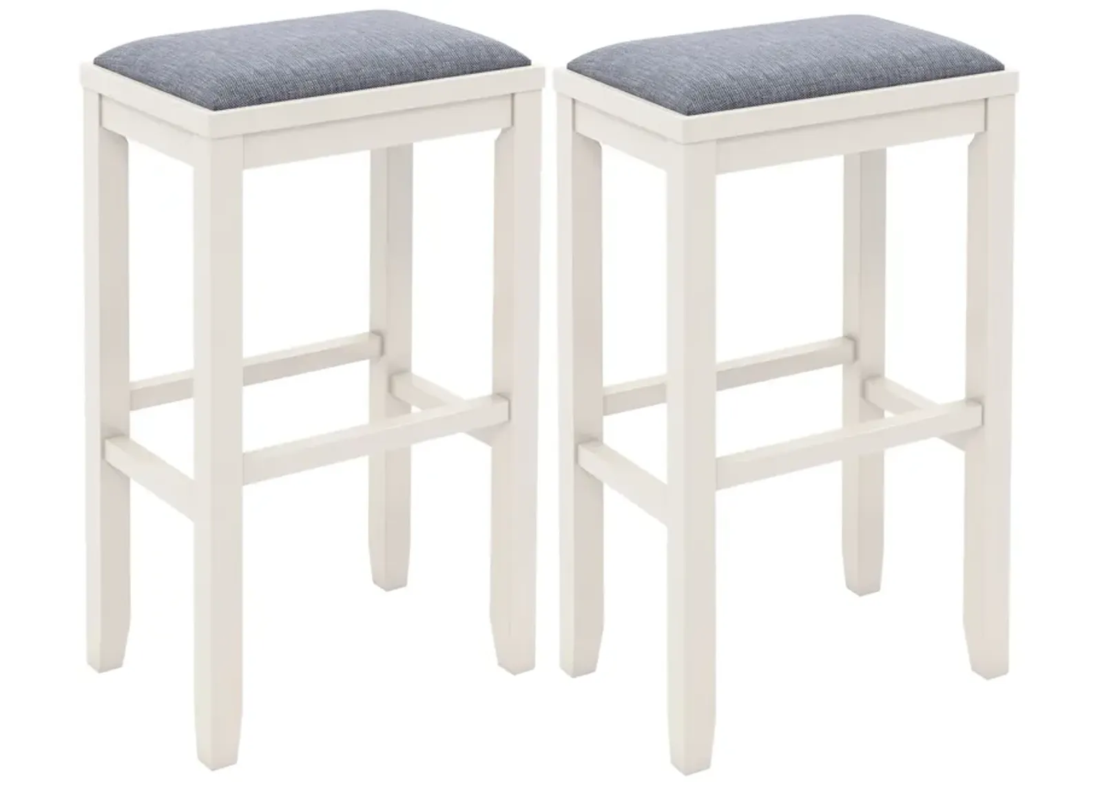 2 Pieces 31 Inch Upholstered Bar Stool Set with Solid Rubber Wood Frame and Footrest