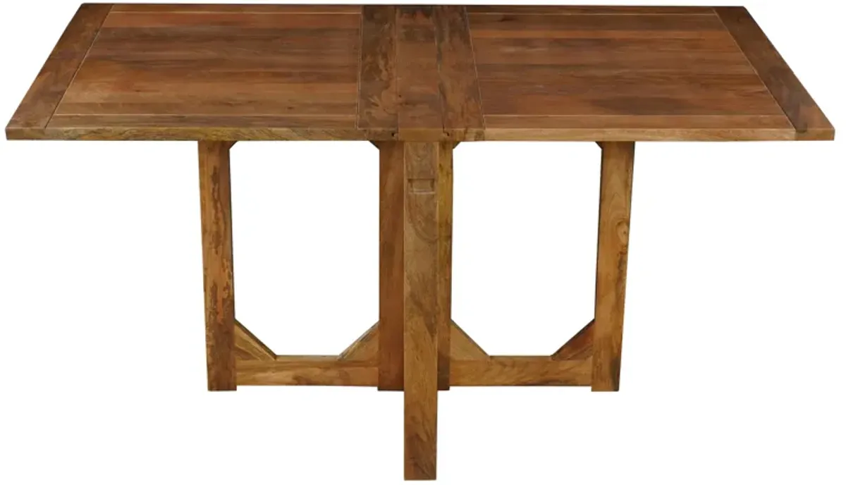 62 Inch Rectangular Dining Table, Handcrafted Natural Mango Wood with Magnetic Catchers