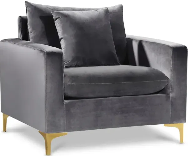 Meridian Furniture Naomi Grey Velvet Chair