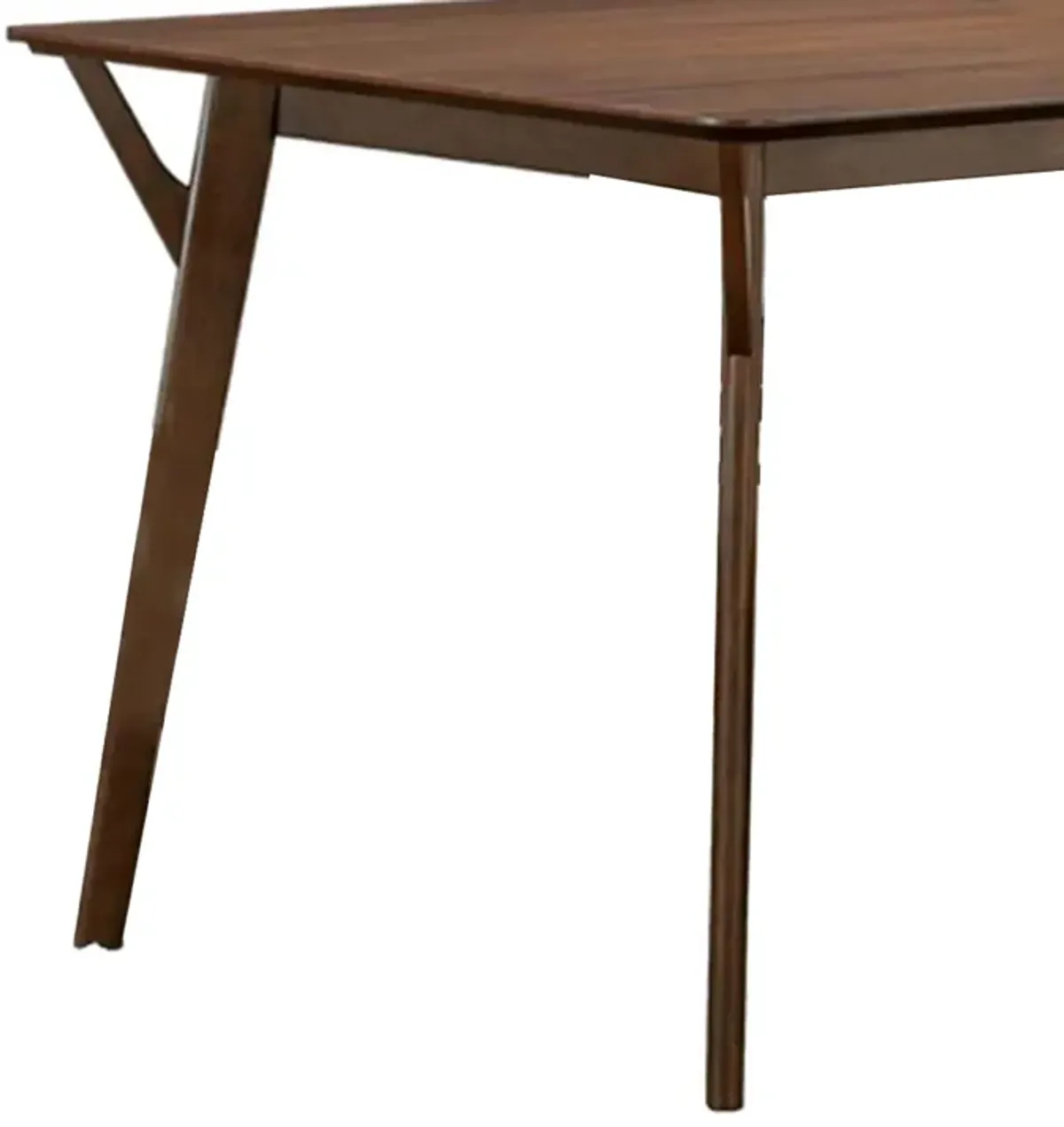 Skie Dining Table, 59 Inch Rectangular Top, Angled Legs, Brown Solid Wood