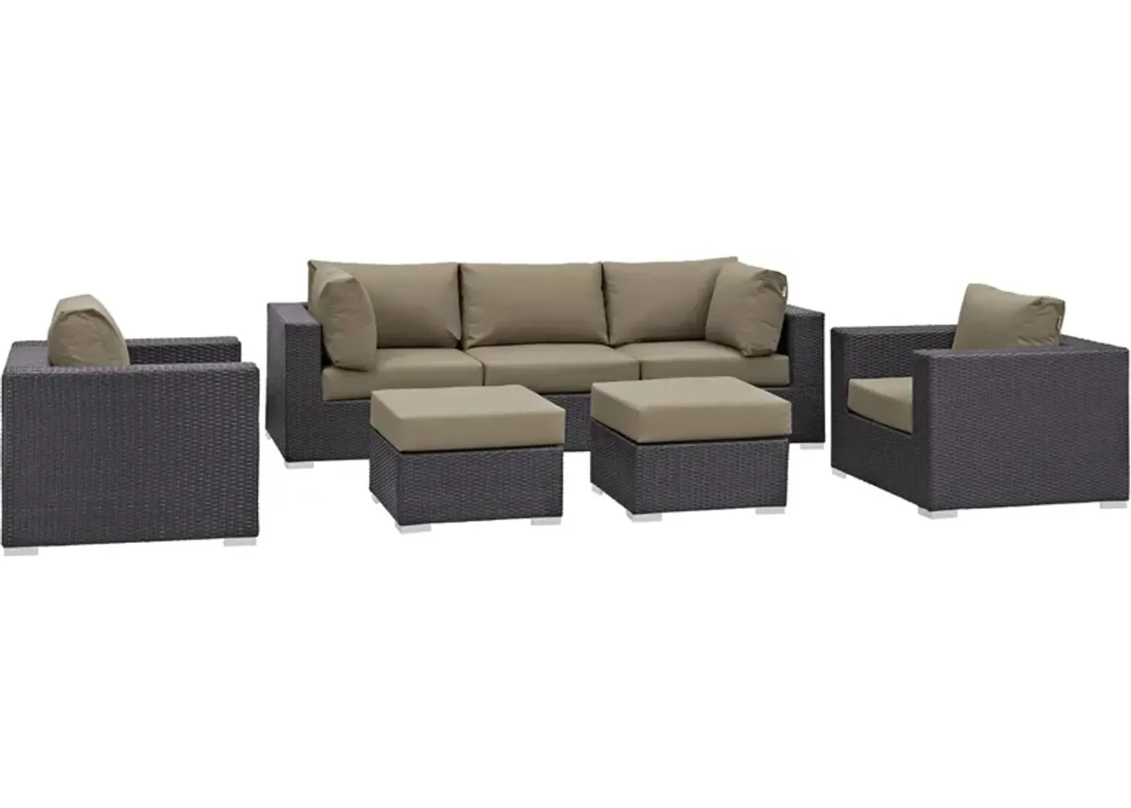 Convene 7 Piece Outdoor Patio Sectional Set - Espresso Mocha