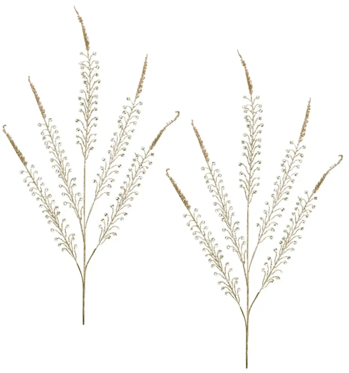 Beaded Fern Spray Set of 2 for Seasonal Arrangements, Garlands, or Tree Decor