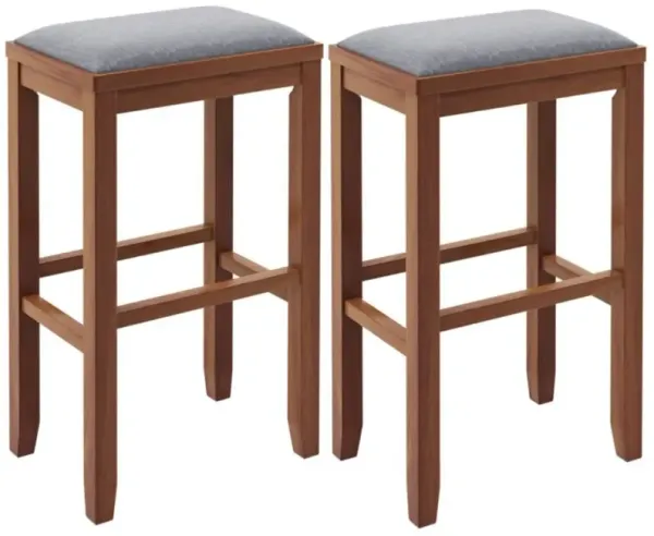 Hivvago 2 Pieces Upholstered Bar Stool Set with Solid Rubber Wood Frame and Footres