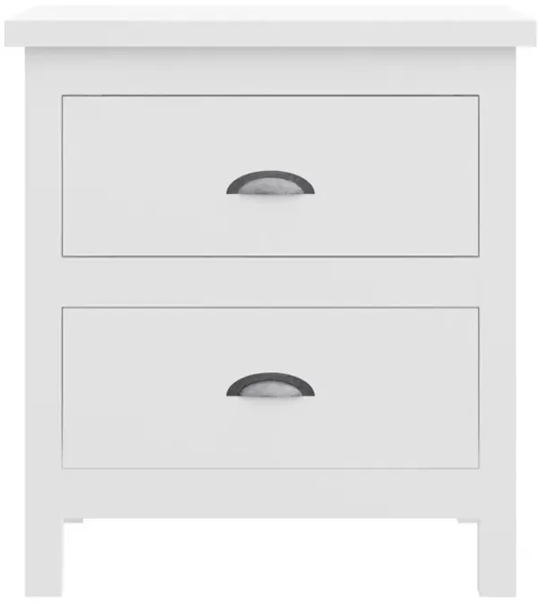 Hivvago 20" White Two Drawer Nightstand With Solid Wood Top
