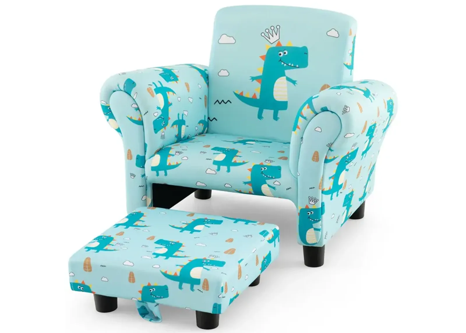 Kids Single Sofa with Cute Patterns  Ergonomic Backrest and Armrests