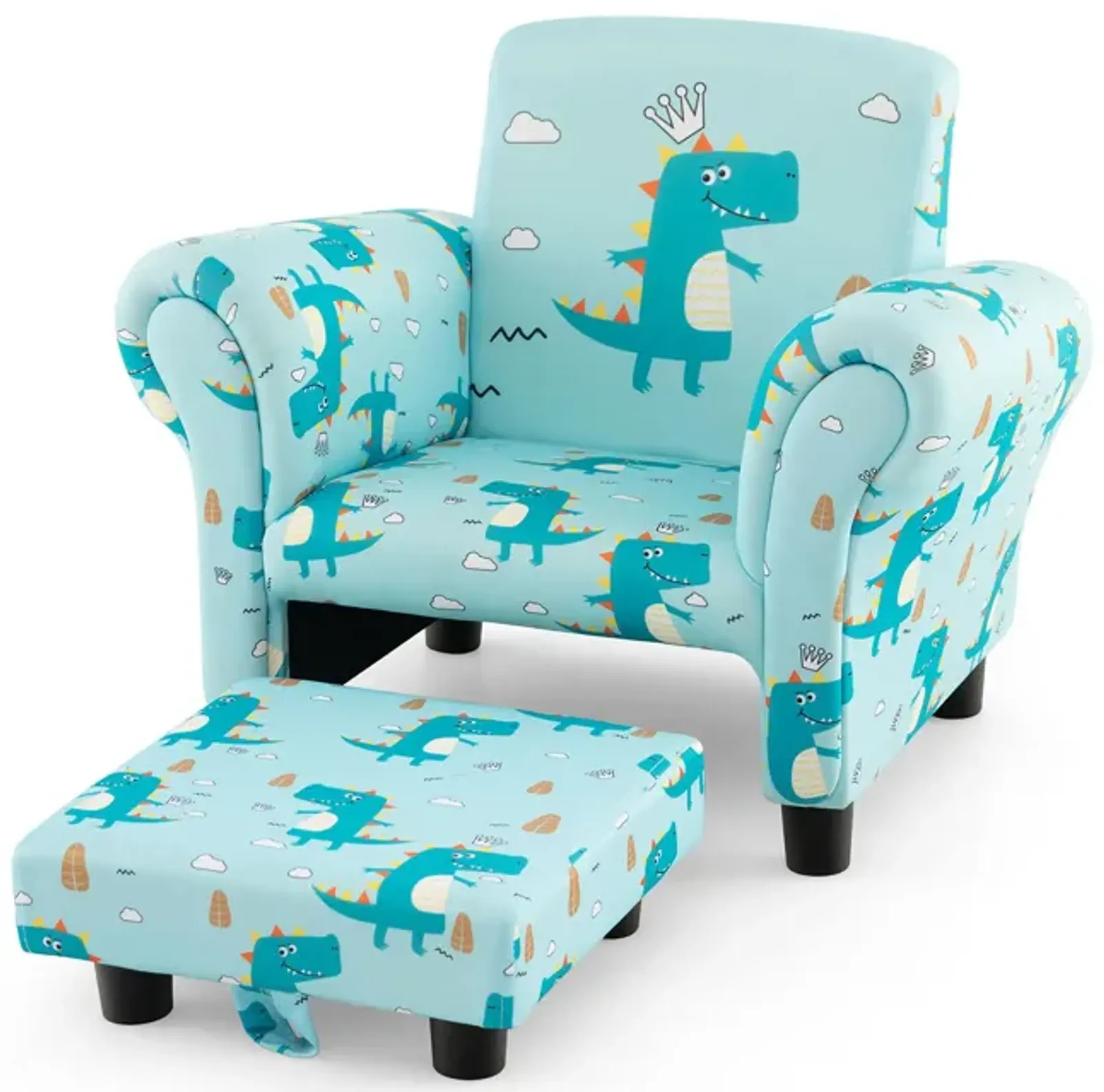 Kids Single Sofa with Cute Patterns  Ergonomic Backrest and Armrests