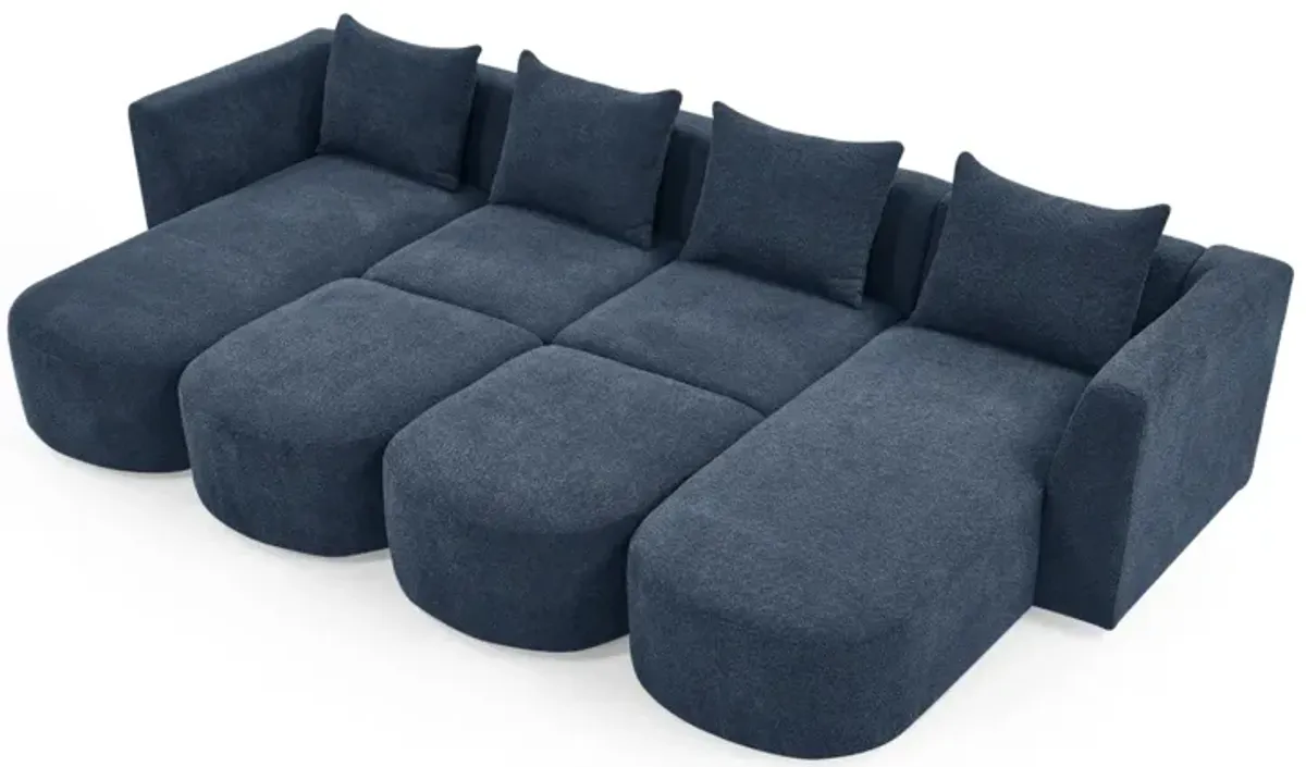 Modular U-Shaped Sectional Sofa Set, Navy Color