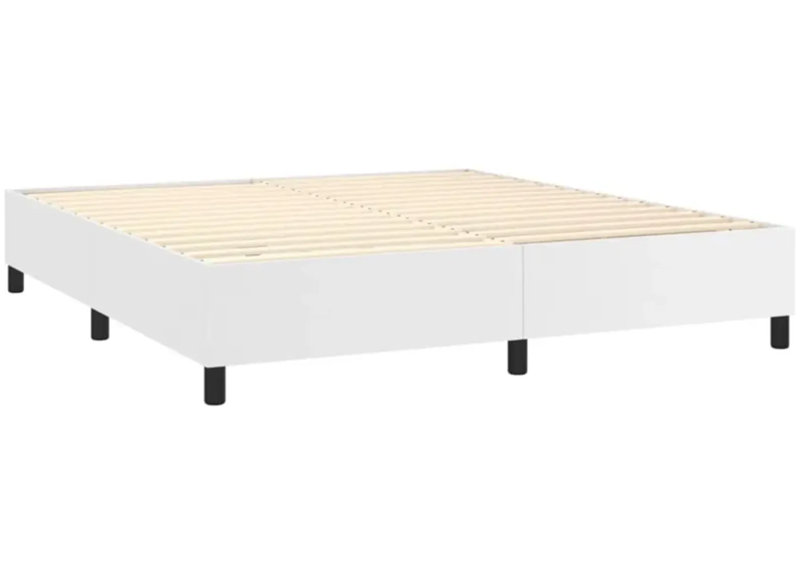 vidaXL Box Spring Bed Frame California King Size | Supportive Engineered Wood Structure | Modern White Faux Leather Finish | Suitable for 72"x 83.9" Mattress