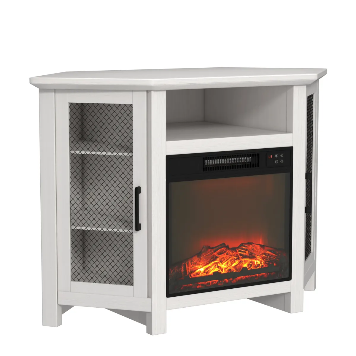 White TV Stand Fits TVs up to 55 in. with Electric Fireplace