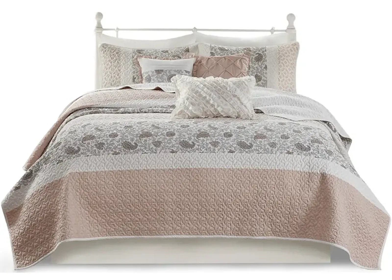 Gracie Mills Singleton Reversible Paisley Lace 6-Piece Cotton Percale Quilt Set