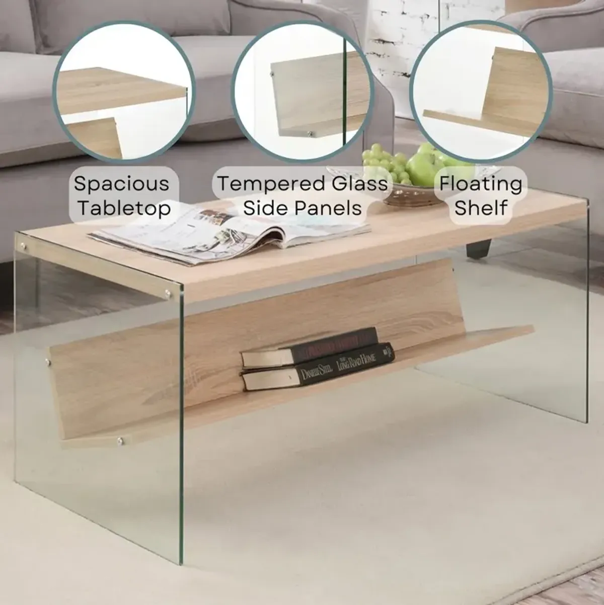 Convience Concept, Inc. SoHo Glass Coffee Table with Shelf