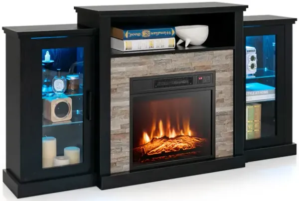LED Fireplace TV Stand with 16-Color Lights for TVs