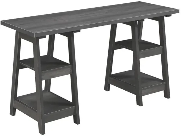 Convenience Concepts Designs2Go Double Trestle Desk with Shelves
