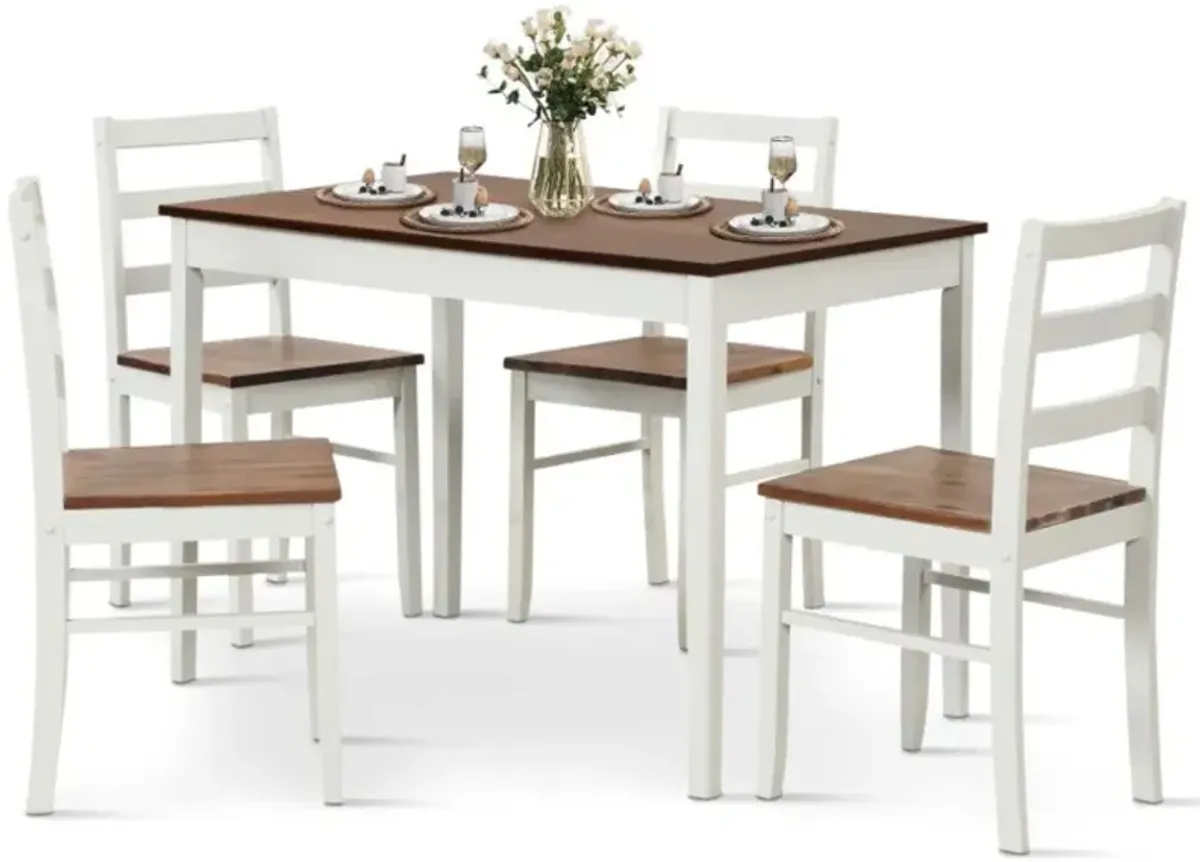 Hivvago 5-Piece Wooden Dining Set with Rectangular Table and 4 Chairs