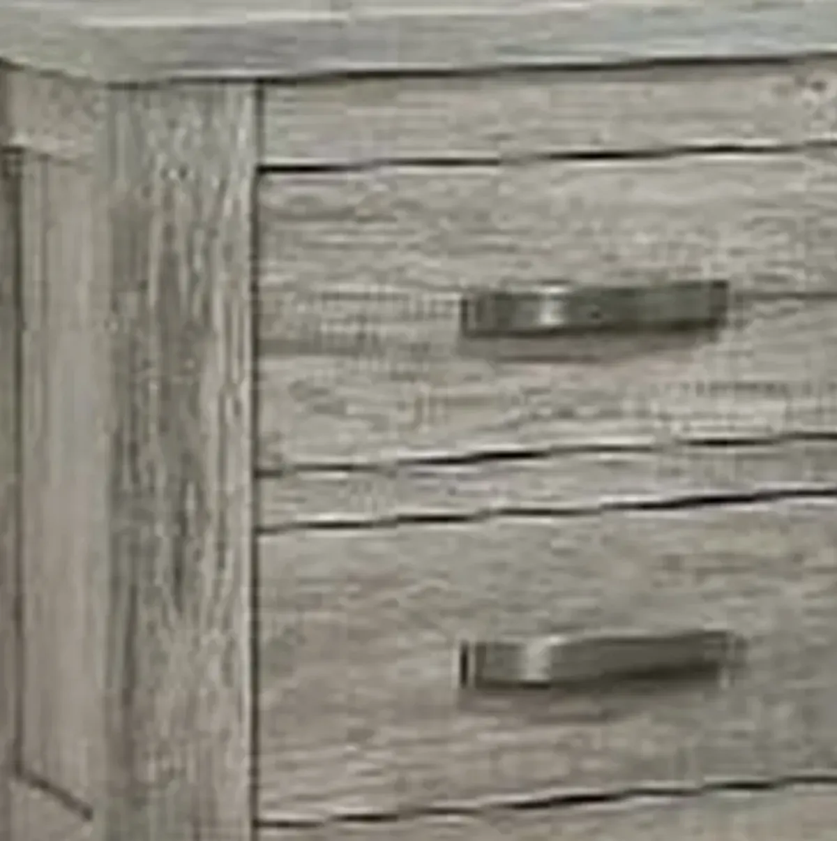 Wooden Nightstand with Two Drawers and Metal Bar Handles, Gray-Benzara