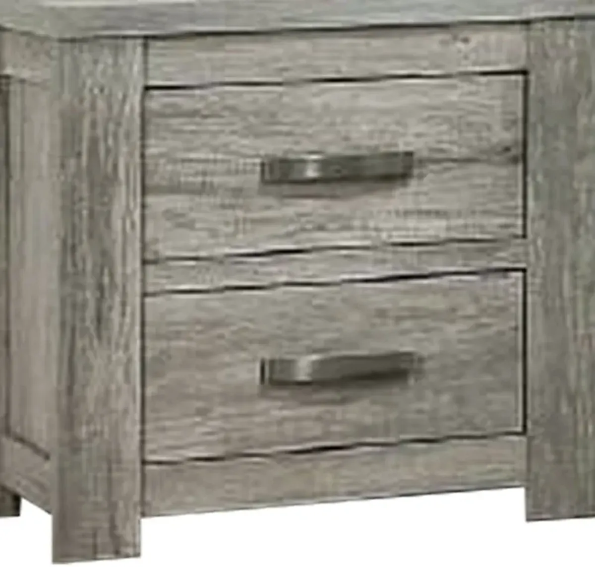 Wooden Nightstand with Two Drawers and Metal Bar Handles, Gray-Benzara