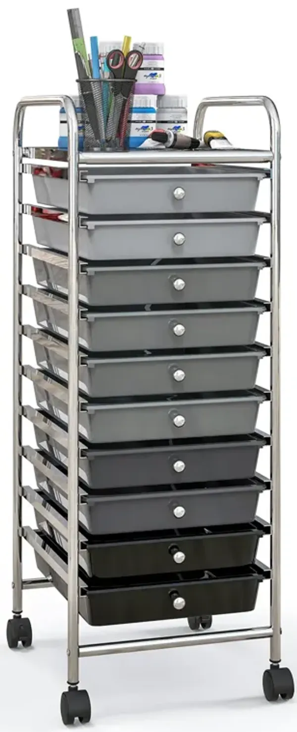Rolling Cart Organizer with 10 Drawers – Ideal for Home or Office