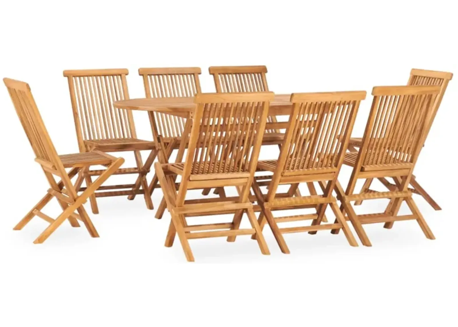 vidaXL 9 Piece Folding Outdoor Dining Set Solid Teak Wood