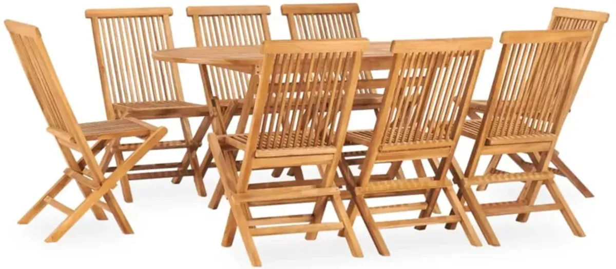 vidaXL 9 Piece Folding Outdoor Dining Set Solid Teak Wood